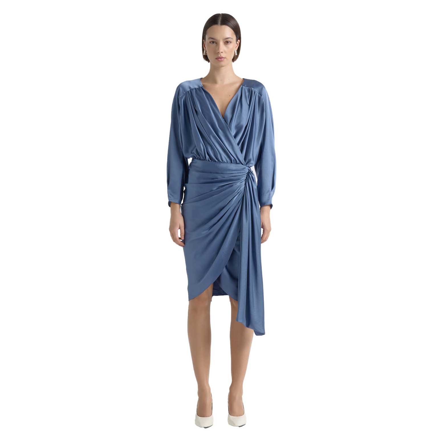 Cue Satin Drape Mini Dress